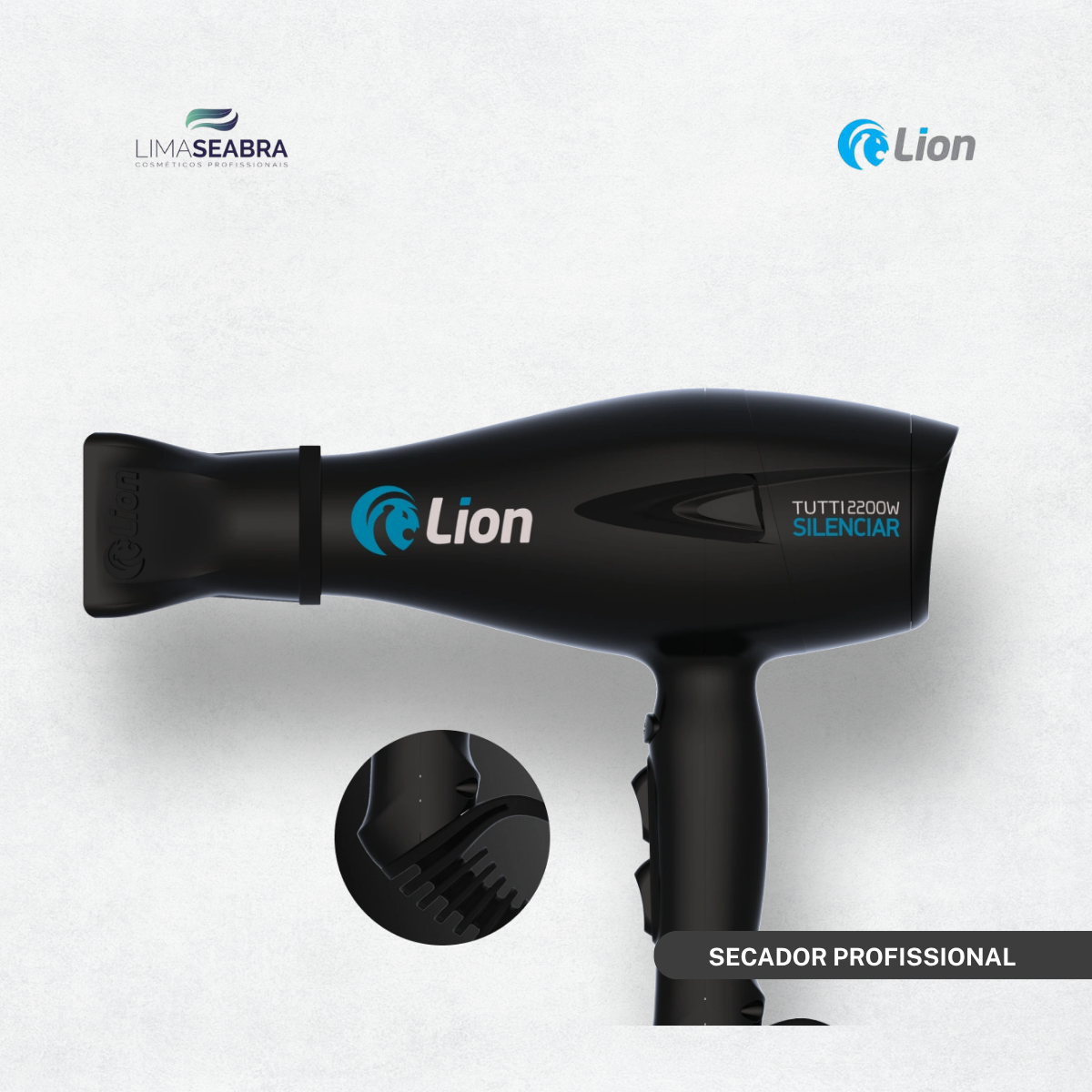 SECADOR PROFISSIONAL LION | TUTTI SILENCIAR 2200W - 127V - PRETO