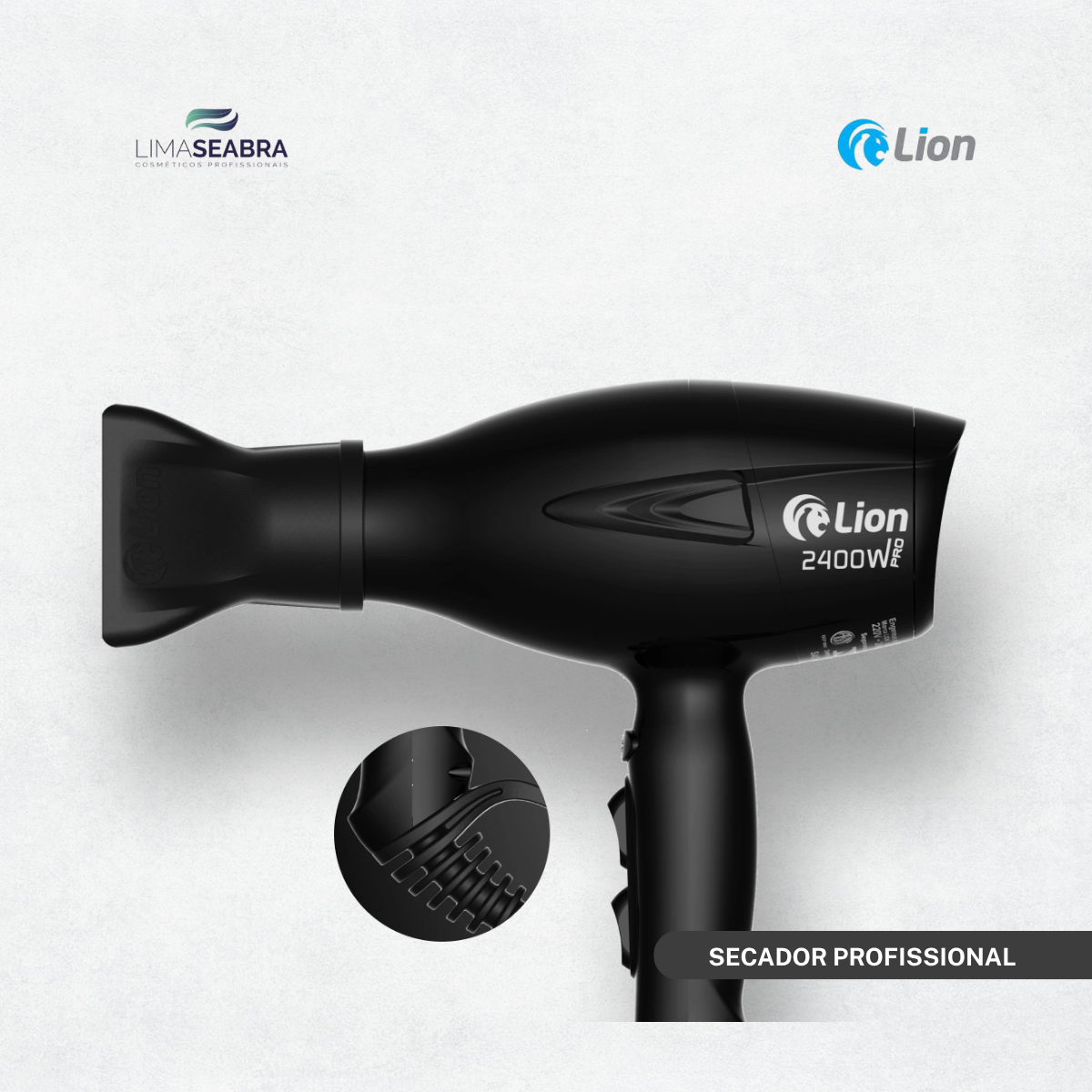 SECADOR PROFISSIONAL LION PRO 2400W - 127V - PRETO