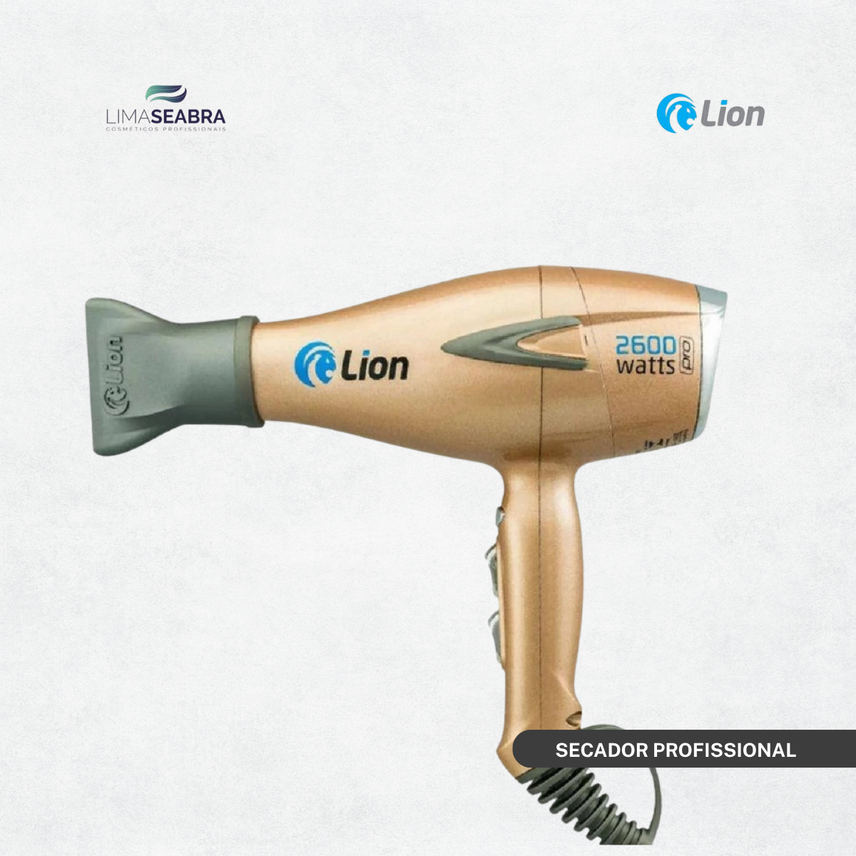 SECADOR PROFISSIONAL LION TUTTI 2600W - 220V - DOURADO