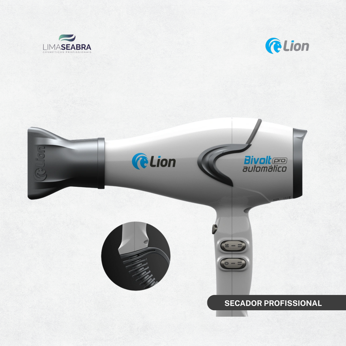SECADOR LION BIVOLT AUTOMATICO 2100 W - BRANCO E CINZA - 127V/220V